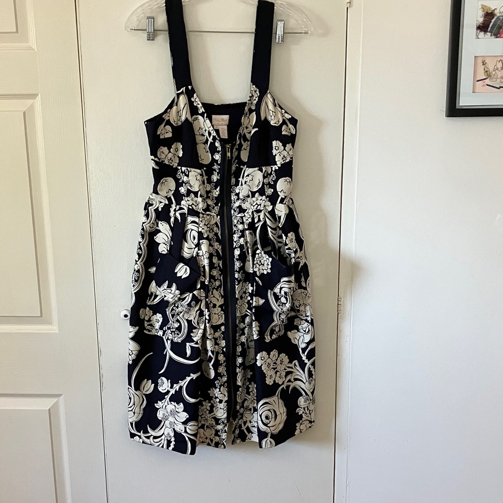 Tracy Reese Black and White Floral Midi Dress